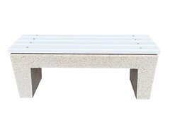 Banca din marmura cu sezut din lemn de stejar